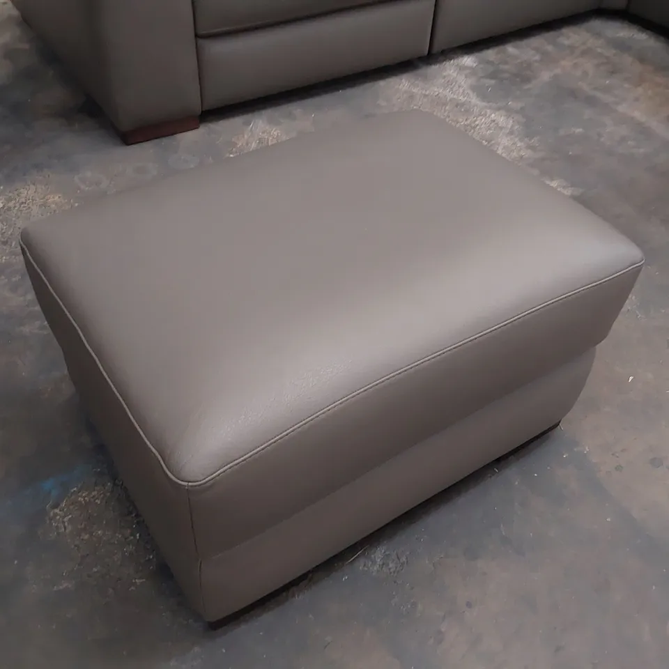 QUALITY ITALIAN DESIGNER VIRGILIO FOOTSTOOL MUD GREY LEATHER