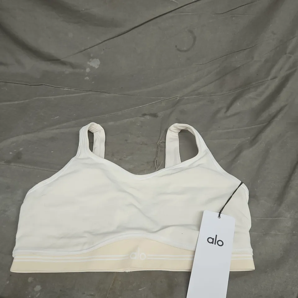 Alo Yoga Airbrush Heart Throb Bra - Oat Milk/White, Size L