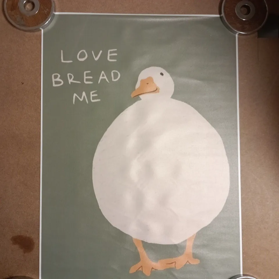 "LOVE BREAD ME" NOVELTY DUCK WALL ART PRINT