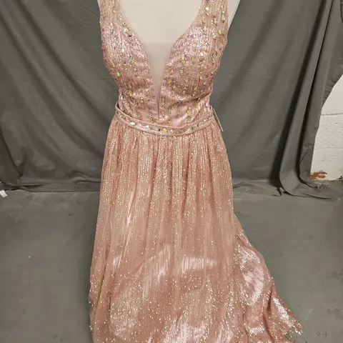 F&P EMBELLISHED PROM DRESS IN MAUVE SIZE 8