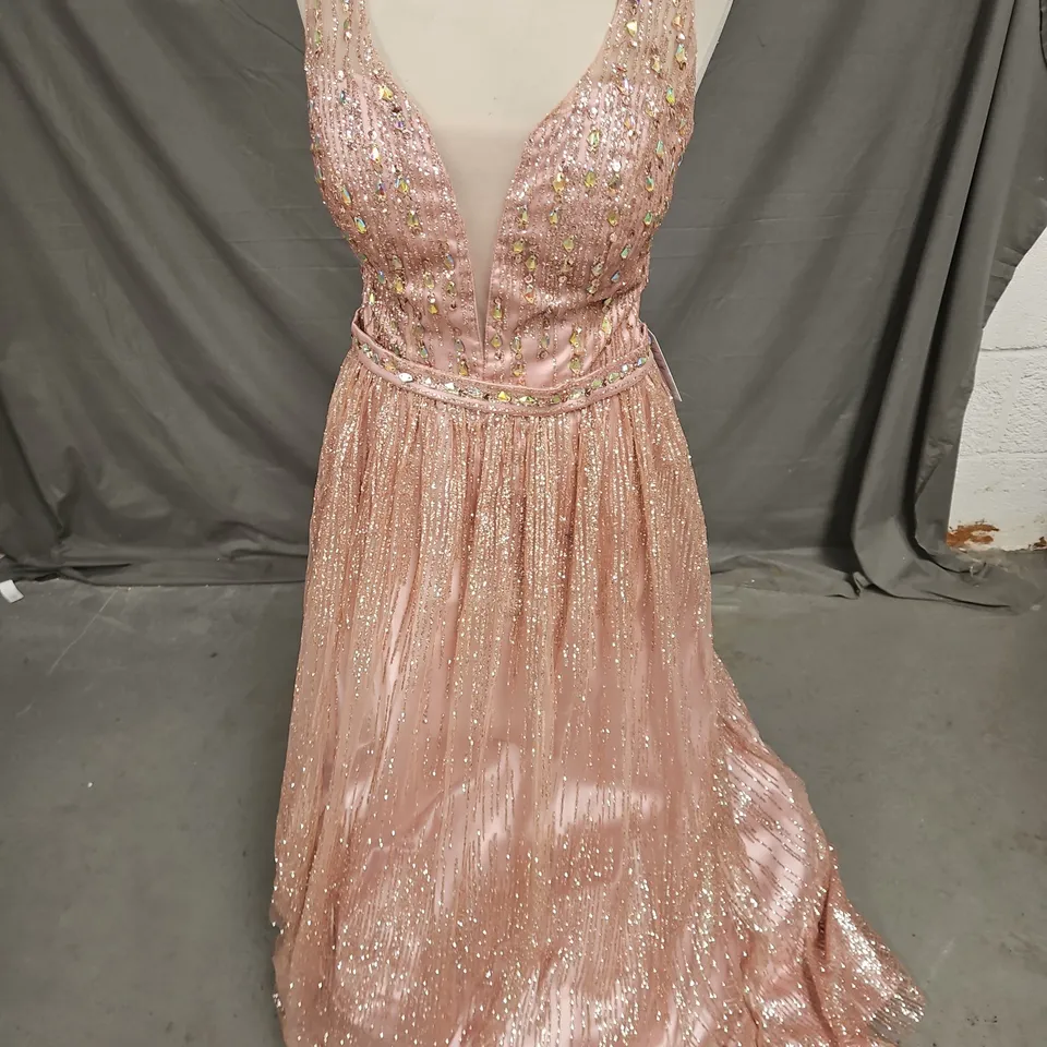F&P EMBELLISHED PROM DRESS IN MAUVE SIZE L