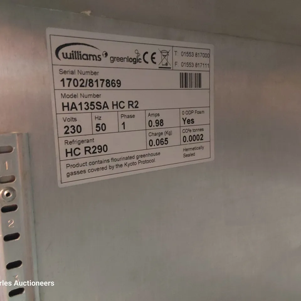 WILLIAMS UNDERCOUNTER FRIDGE HA135SA HC R2