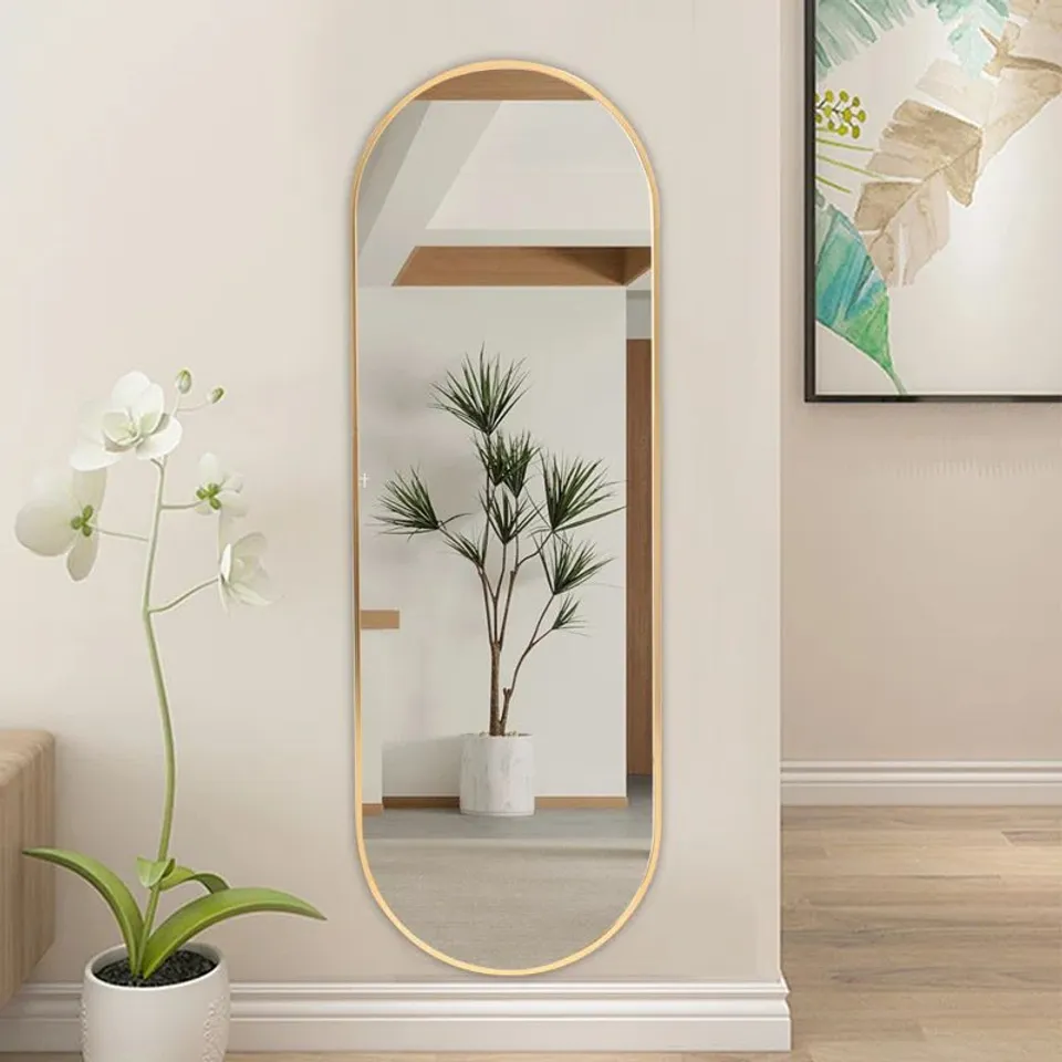 BOXED LOTTIE OVAL METAL FRAMED WALL MOUNTED FULL LENGTH MIRROR