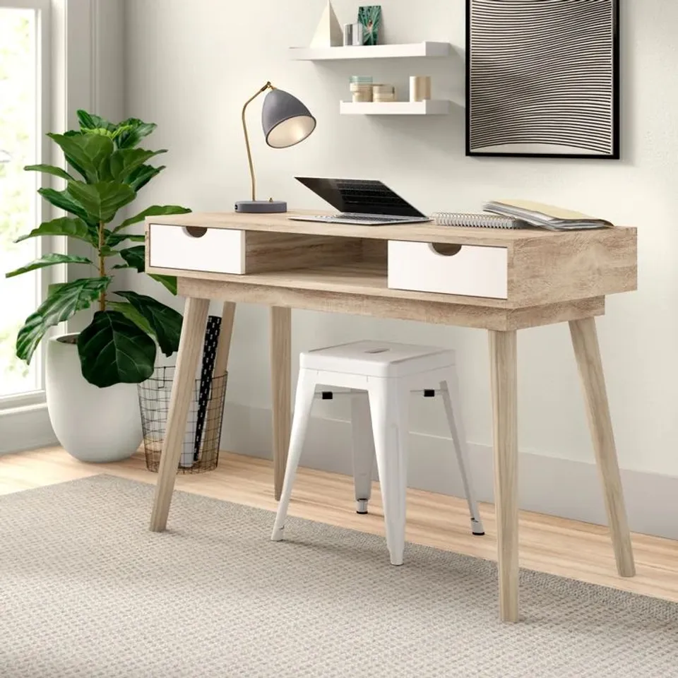 BOXED EMIL DESK IN OAK AND WHITE (1 BOX)