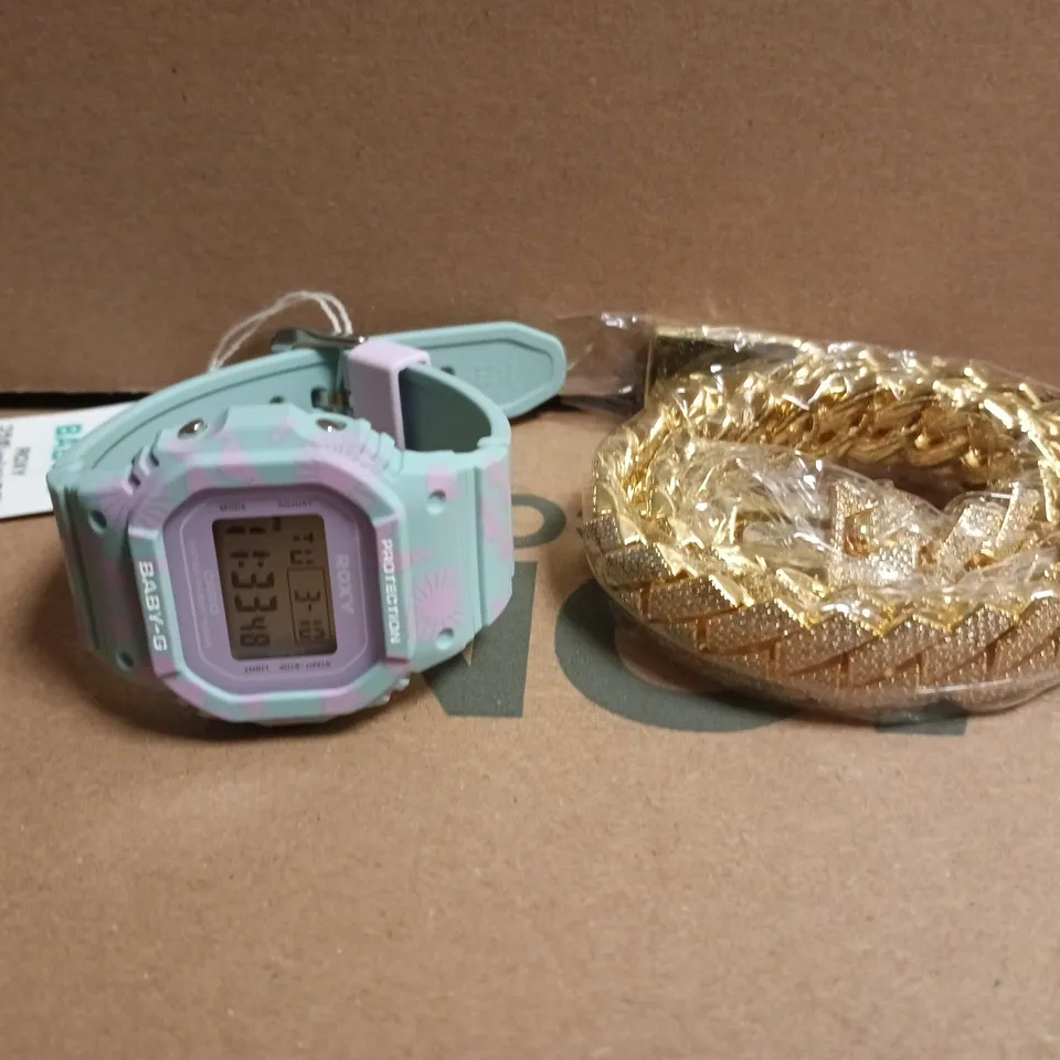 APPROXIMATELY 12 ASSORTED JEWELLERY ITEMS TO INCLUDE WATCHES AND NECKLACE, ETC