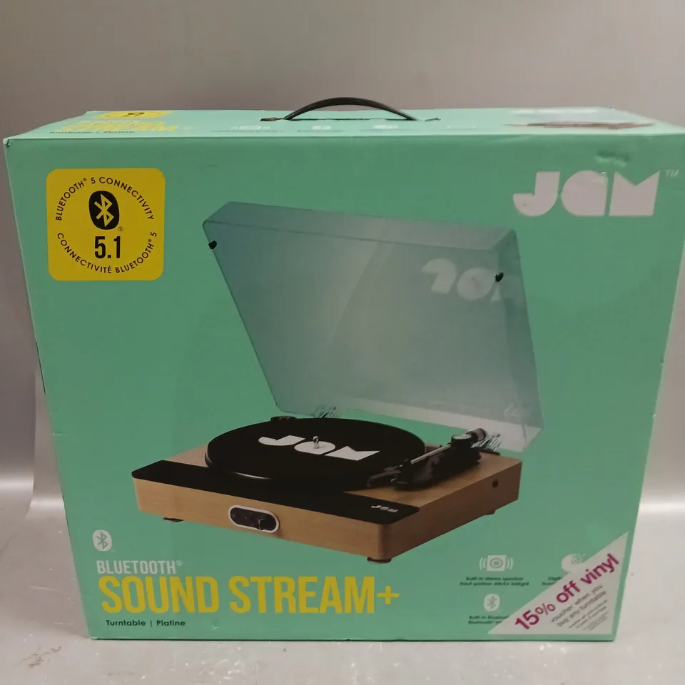 BOXED JAM SOUND STREAM+ BLUETOOTH ENABLED TURNTABLE 