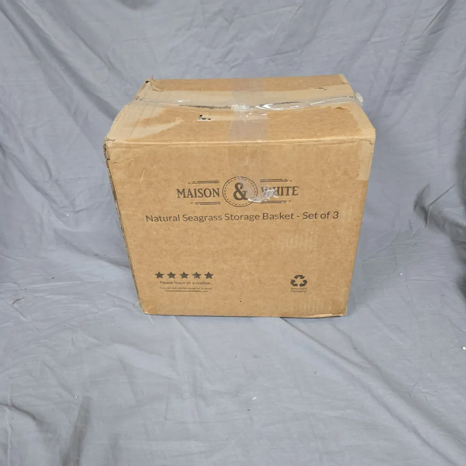 MASON AND WHITE 3 X NATURAL SEAGRASS STORAGE BASKET