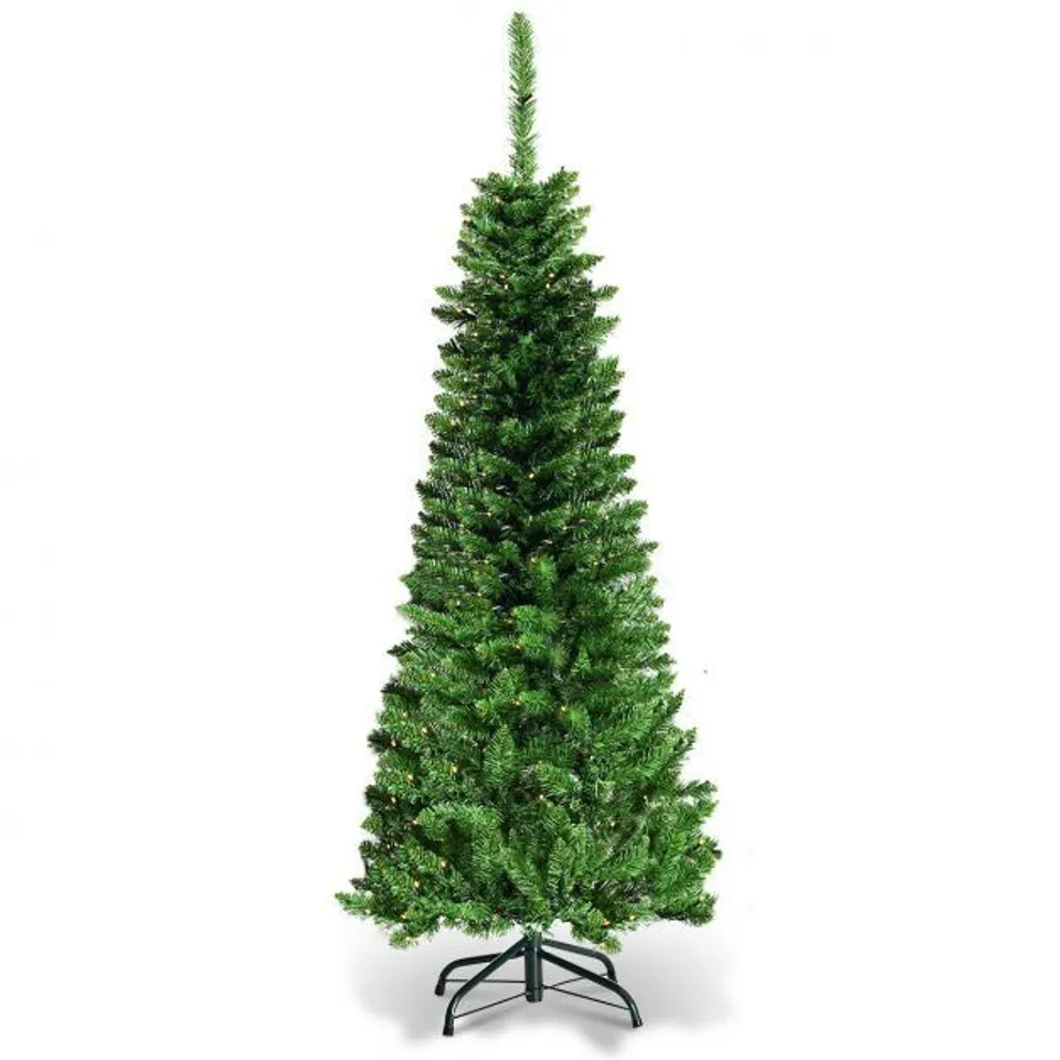 BOXED COSTWAY ARTIFICIAL PENCIL CHRISTMAS TREE WITH LED LIGHTS