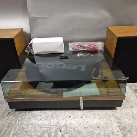 LENCO LS-300WD BELT DRIVE TURNTABLE WITH BLUETOOTH AND WOODEN SPEAKERS