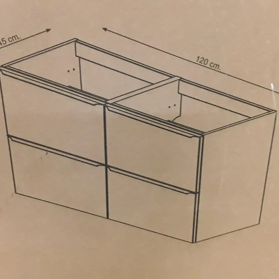 BOXED GOODHOME IMANDRA WALL MOUNTED DOUBLE BASIN CABINET 120×60×45CM