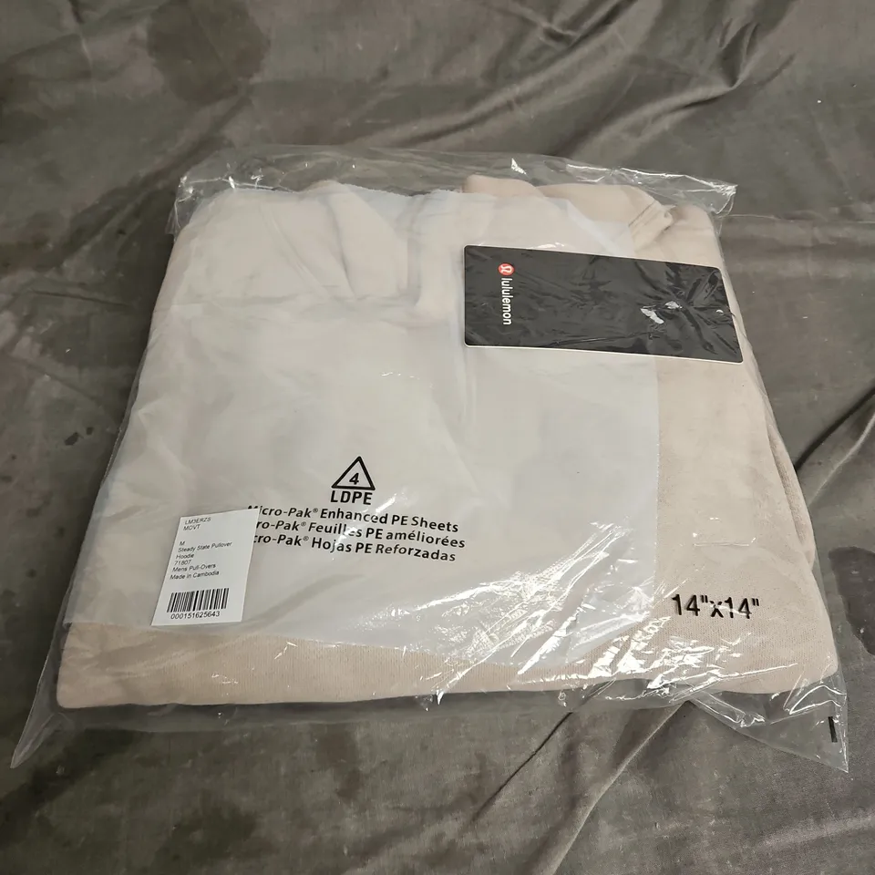 BAGGED LULULEMON STEADY STATE PULLOVER HOODIE IN MOJAVE TAN SIZE M