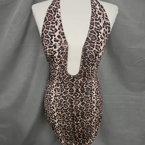 OH POLLY HALTER MINI DRESS IN LEOPARD SIZE M