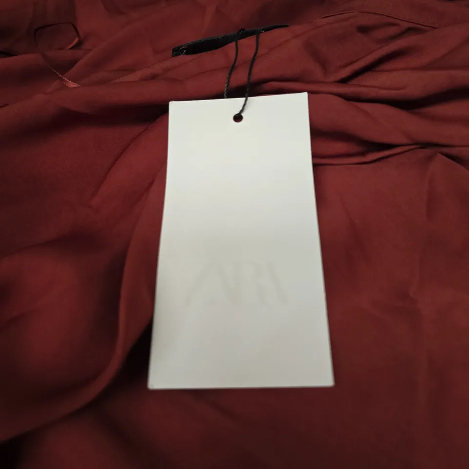 ZARA UK SIZE S WOMEN'S BURGUNDY SATIN DRESS