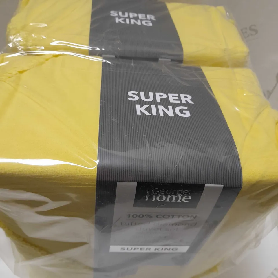 LOT OF 2 GEORGE TUFTED DIAMOND YELLOW DUVET SETS - SUPER KING SIZE	