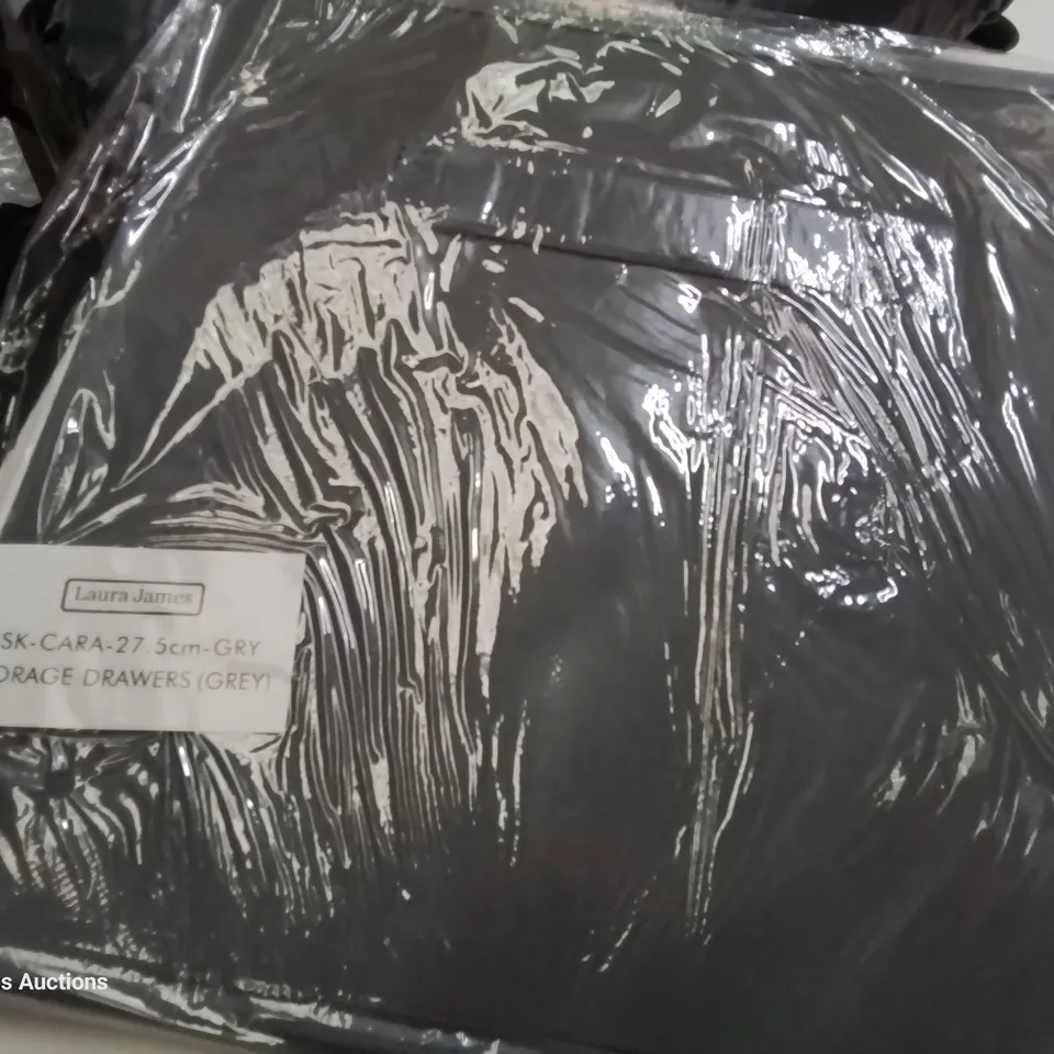 SET OF FOUR GREY FABRIC FOLDING STORAGE DRAWERS 27.5cm