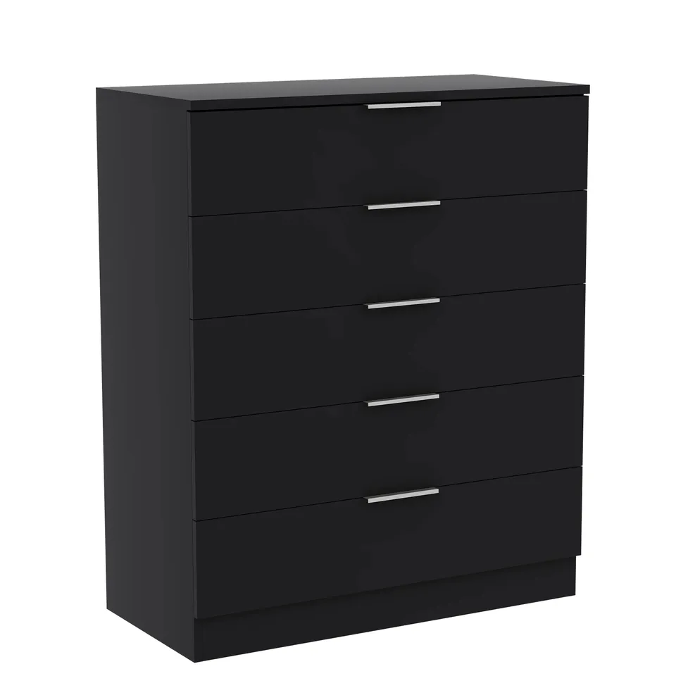 BOXED VIDA DESIGNS TREGA 5 DRAWER CHEST - BLACK