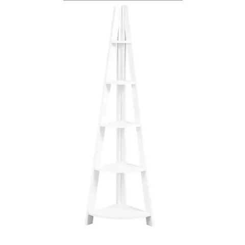 BOXED TIVA CORNER LADDER SHELVING UNIT - WHITE (1 BOX)