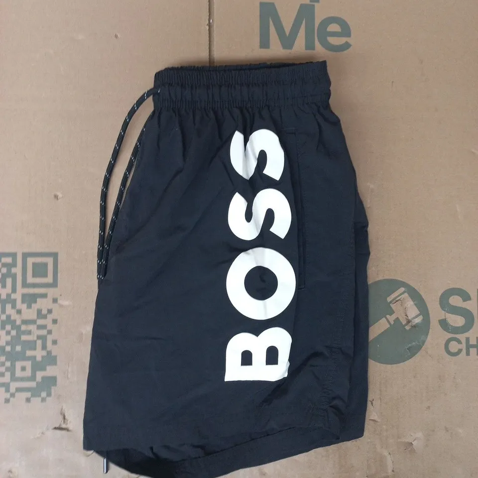 BOSS SWIM SHORTS IN BLACK/WHITE SIZE MEDIUM