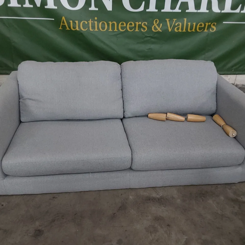 DESIGNER THREE SEATER SOFA GREY FABRIC 
