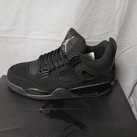 AIR JORDAN 4 RETRO ALL BLACK SNEAKERS (US 8 / US 9.5)
