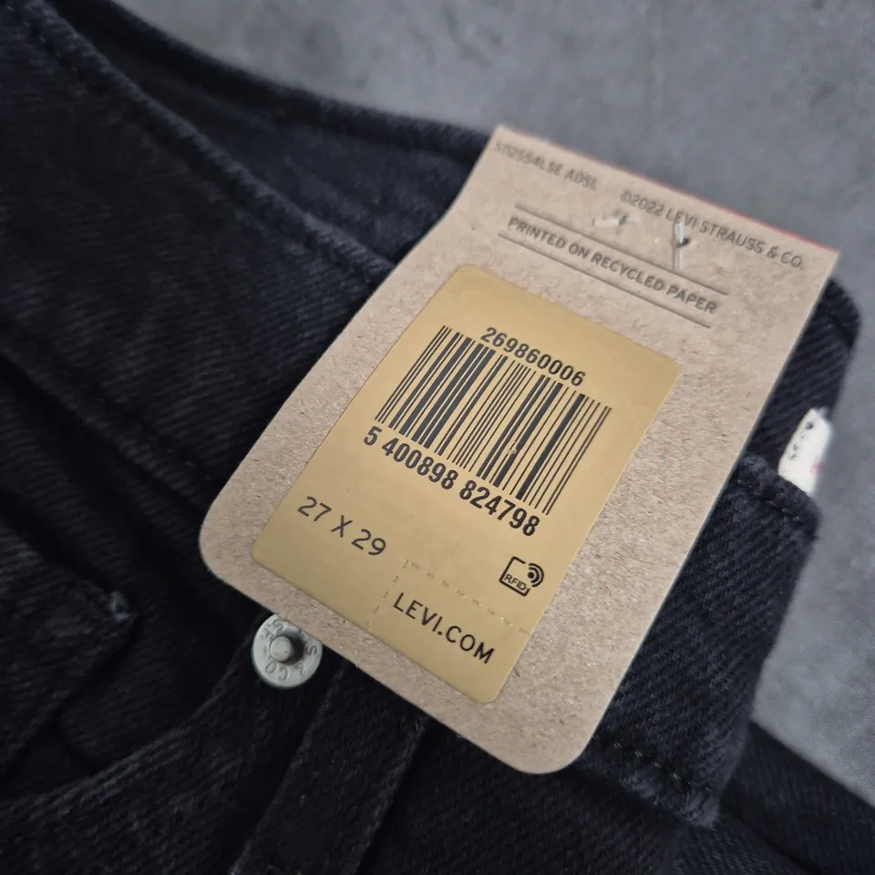 LEVI'S JEANS – BLACK DENIM, UK 8 (WAIST 27IN, INSEAM 29IN)