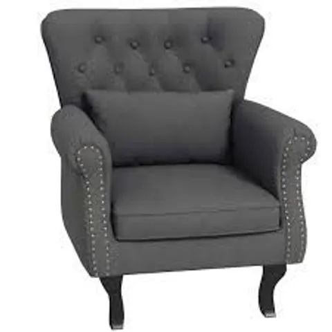BOXED HOMCOM WINGBACK ACCENT CHAIR - GREY (1 BOX)