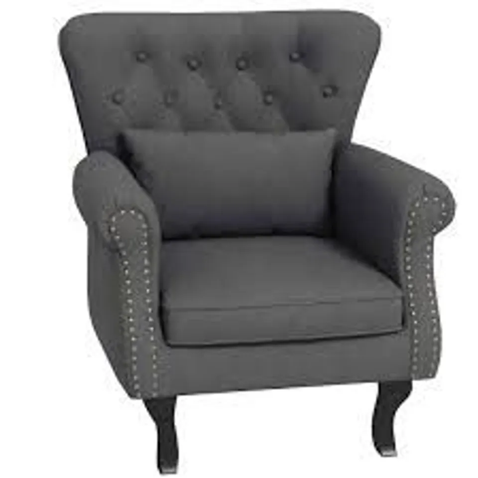 BOXED HOMCOM WINGBACK ACCENT CHAIR - GREY (1 BOX)