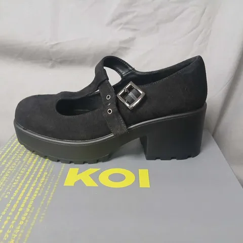 BOXED PAIR OF KOI SAI BLACK MARY JANES SUEDE EDITION IN BLACK SIZE UK 7