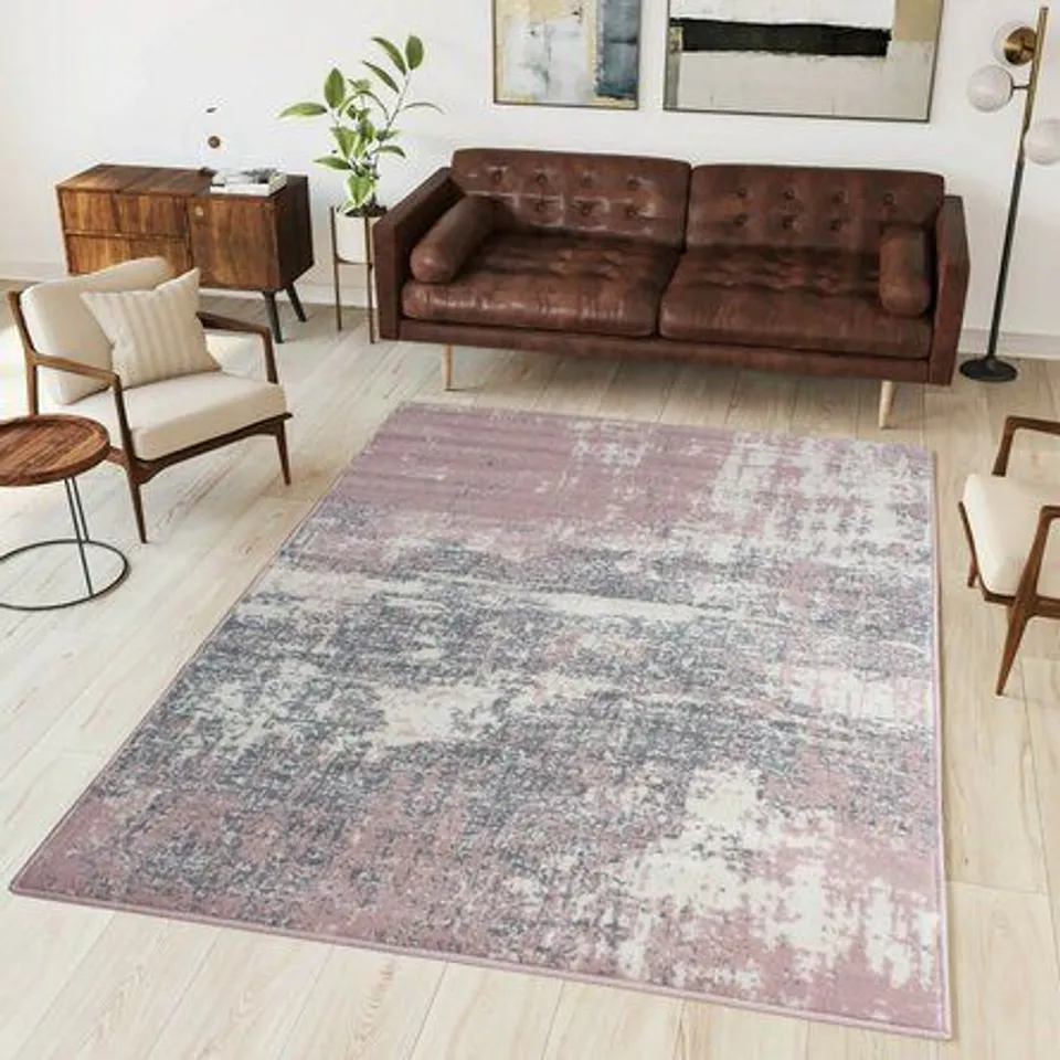 HIGH QUALITY BLUSH PINK/GREY RUG - 120 X 170