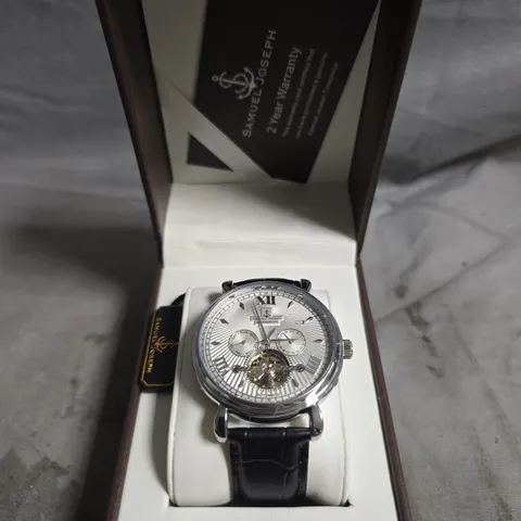 BOXED SAMUEL JOESPH AUTOMATIC LIMITED EDITION SILVER WATCH