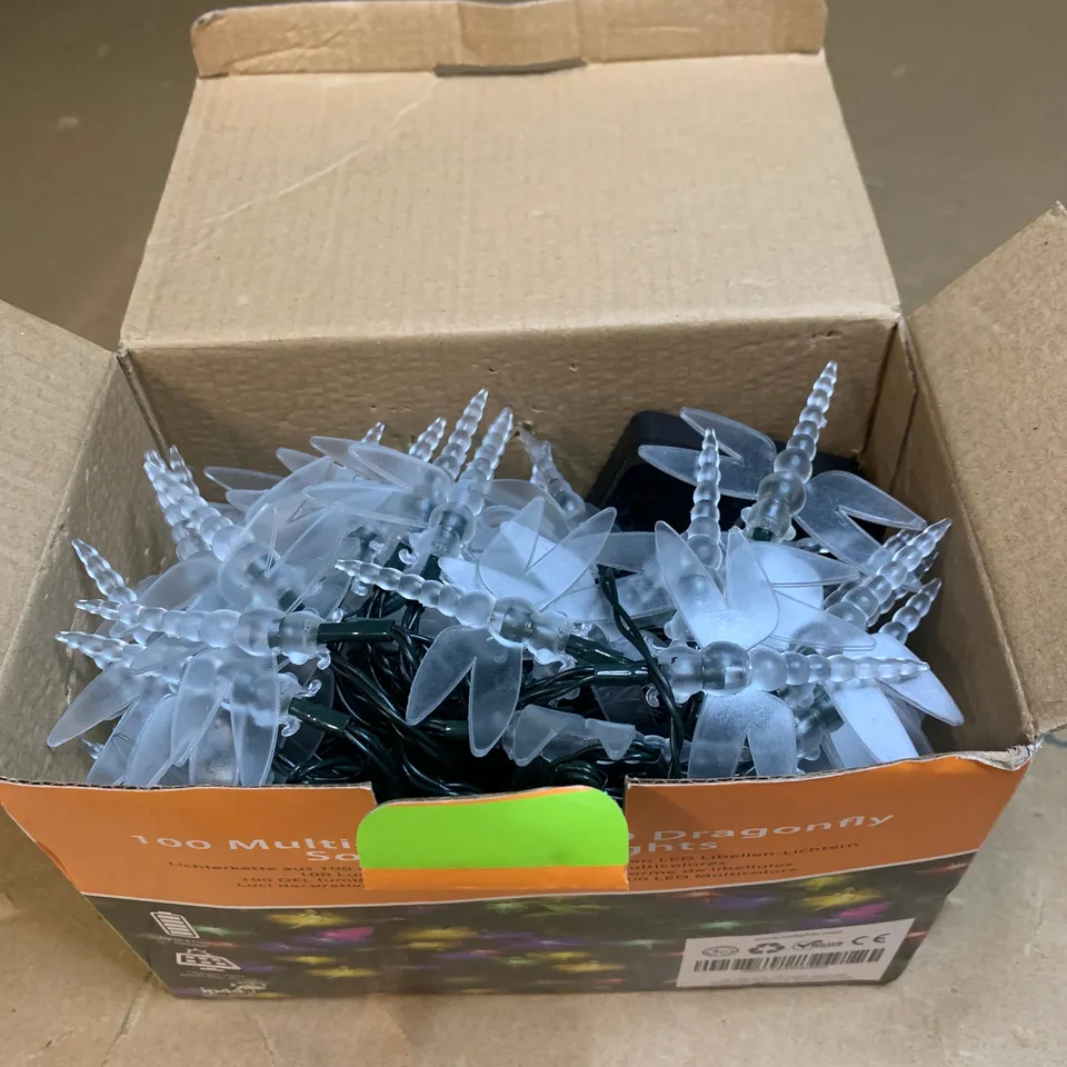 100 MULTI-COLOUR LED DRAGONFLY SOLAR FAIRY LIGHTS