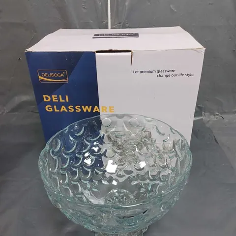 BOXED DELISOGA DELI GLASSWARE DESSERT BOWL SET - COLLECTION ONLY 