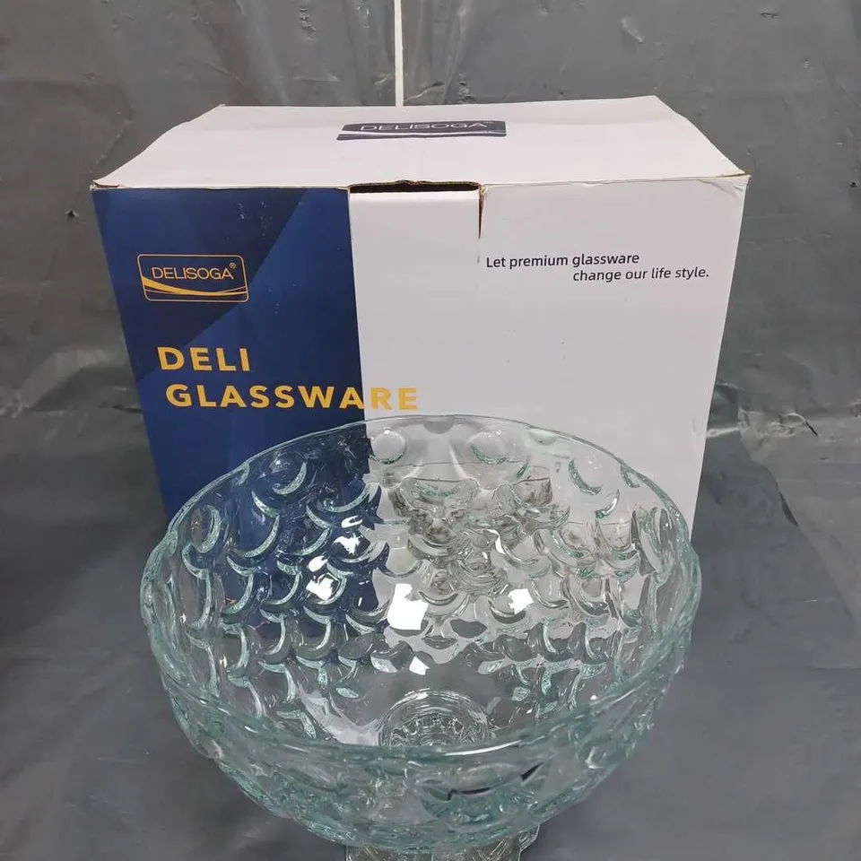 BOXED DELISOGA DELI GLASSWARE DESSERT BOWL SET - COLLECTION ONLY 