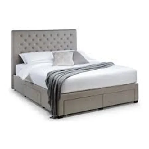 BOXED JULIAN BOWEN WILTON 4 DRAWER 180cm SUPERKING BED - GREY LINEN (3 BOXES)