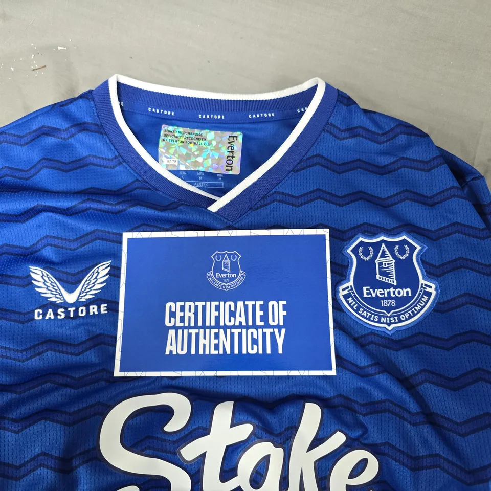 CASTORE EVERTON SIGNED HOME JERSEY - UK MEDIUM