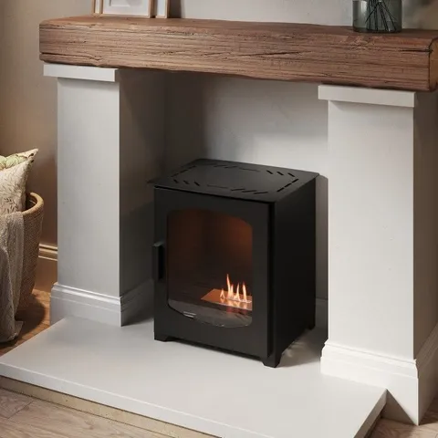 BOXED BIOETHANOL WOOD BURNING-STYLE FLUELESS STOVE - AMBERGLO