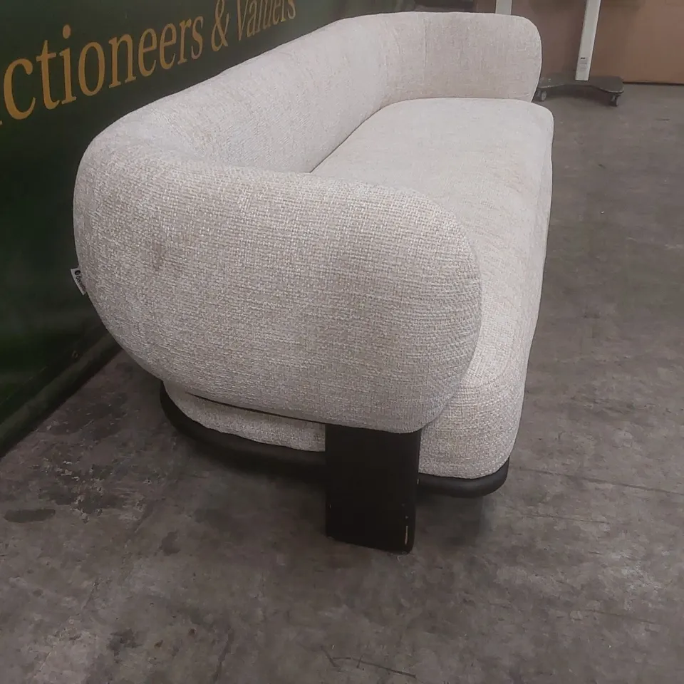 QUALITY DESIGNER DANETTI FLORENCE NATURAL FABRIC WITH DARK WOOD 3 SEATER SOFA RRP £1429