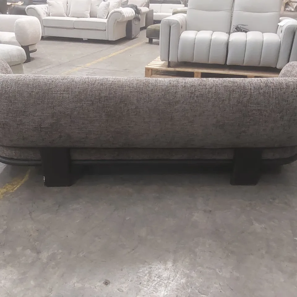 QUALITY DESIGNER DANETTI FLORENCE MOCHA FABRIC WITH DARK WOOD 3 SEATER SOFA RRP £1429