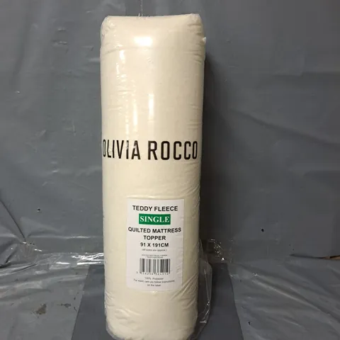 OLIVIA ROCCO TEDDY FLEECE QUILTED MATTRESS TOPPER - SINGLE