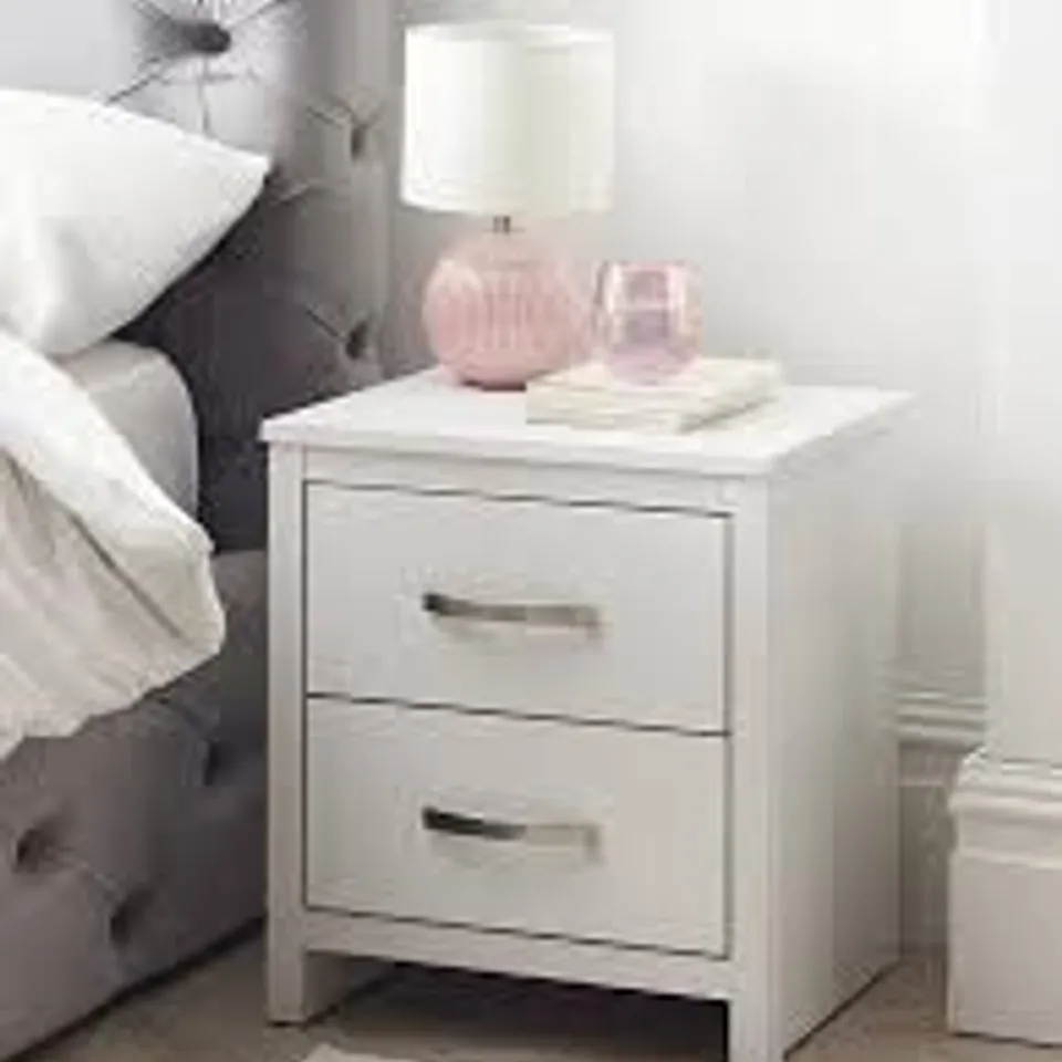 BOXED ELY 2 DRAWER BEDSIDE - WHITE (1 BOX)