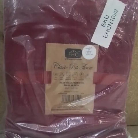 BRAND NEW ELITE HOME COLLECTION CLASSIC RIB 250 X 250CM THROW AND X2 CUSHION COVERS -RED-