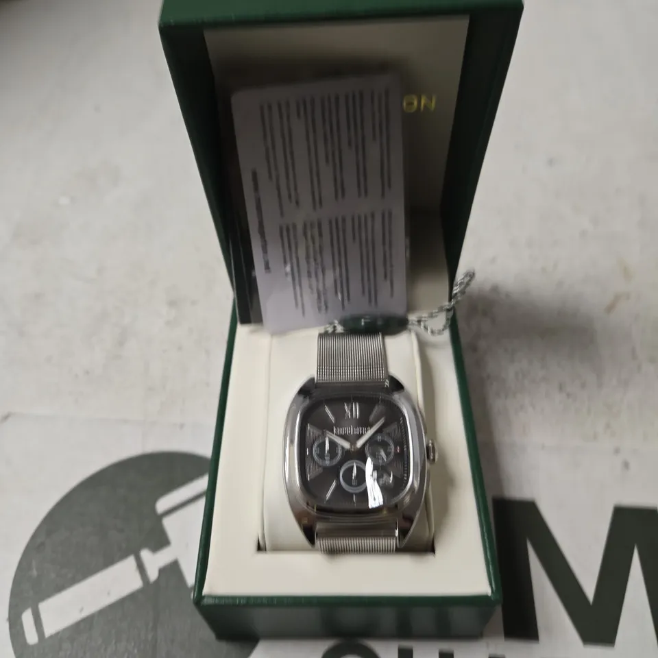 MANN EGERTON CHRONOGRAPH STAINLESS STEEL MESH WATCH – BOXED