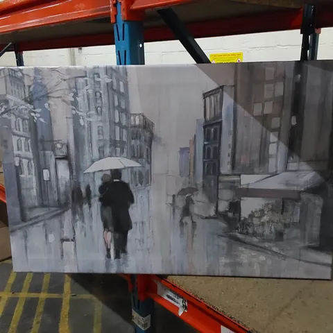 SPRING RAIN NEW YORK NEUTRAL - WRAPPED CANVAS 