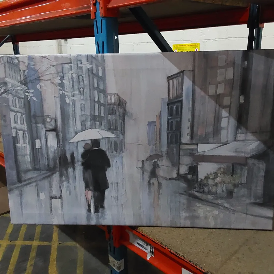 SPRING RAIN NEW YORK NEUTRAL - WRAPPED CANVAS