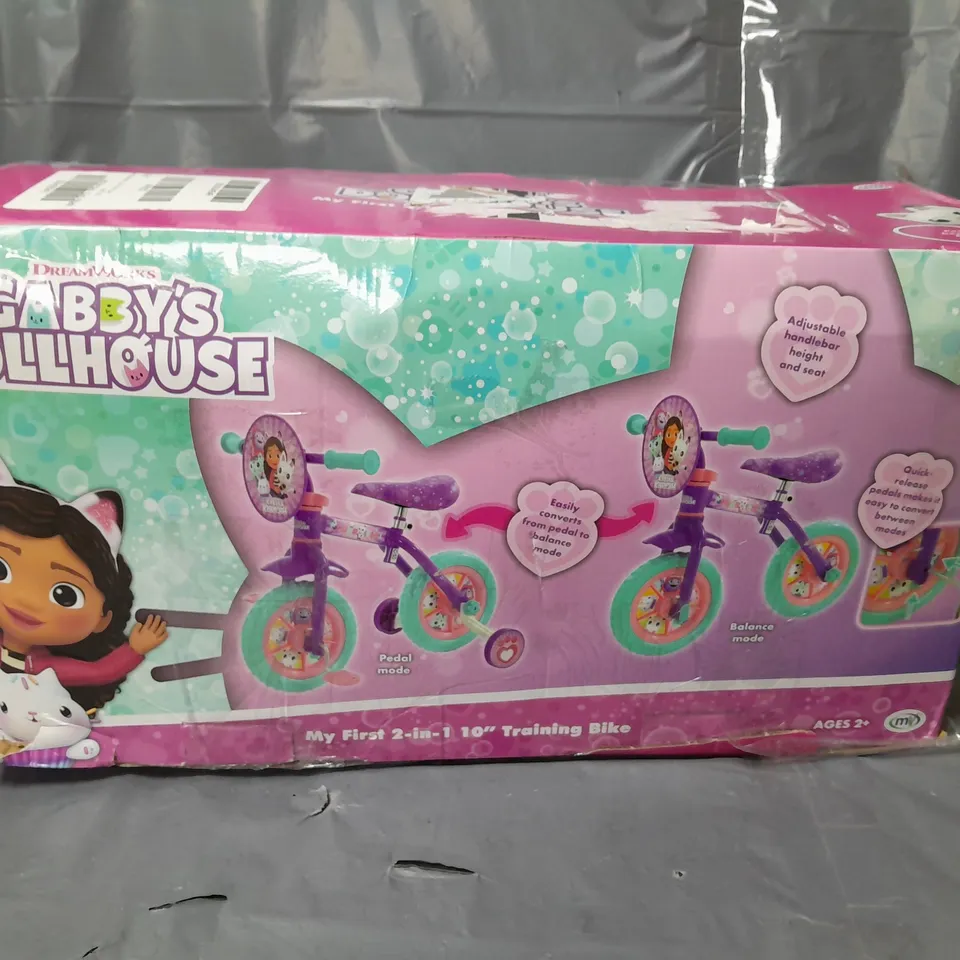 GABBY'S DOLLHOUSE MY FIRST 2-IN-1 10 INCH TRAINING BIKE