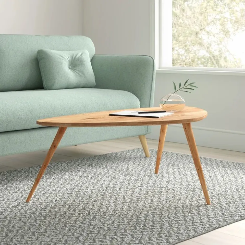 BOXED KRAMER SOLID WOOD 3-LEGGED COFFEE TABLE - 2 BOXES