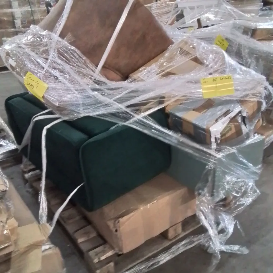 PALLET OF ASSORTED FURNITURE PARTS TO INCLUDE;SOFA CHAIR,CABINET
