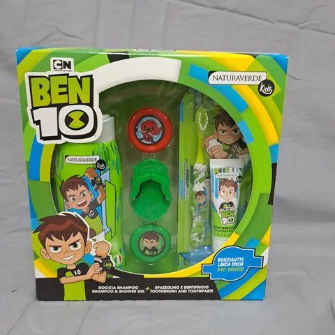 BOX OF APPROXIMATELY 10 BEN 10 SHAMPOO, SHOWER GEL, TOOTHBRUSH AND TOOTHPASTE GIFT SET