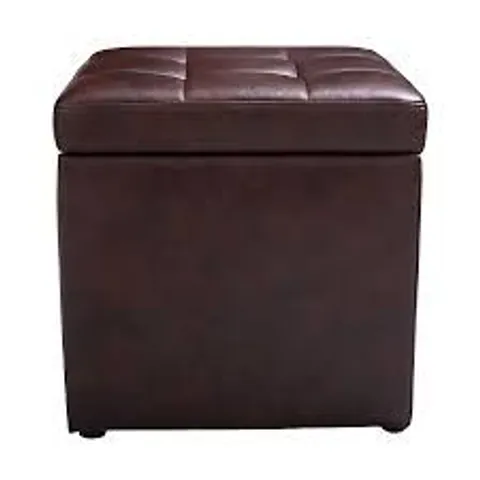 BOXED COSTWAY OTTOMAN POUFFE STORAGE BOX LOUNGE SEAT FOOTSTOOL - BROWN