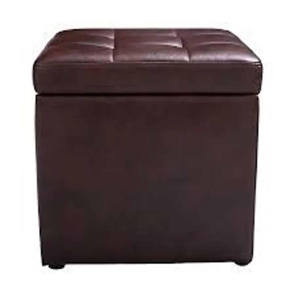 BOXED COSTWAY OTTOMAN POUFFE STORAGE BOX LOUNGE SEAT FOOTSTOOL - BROWN